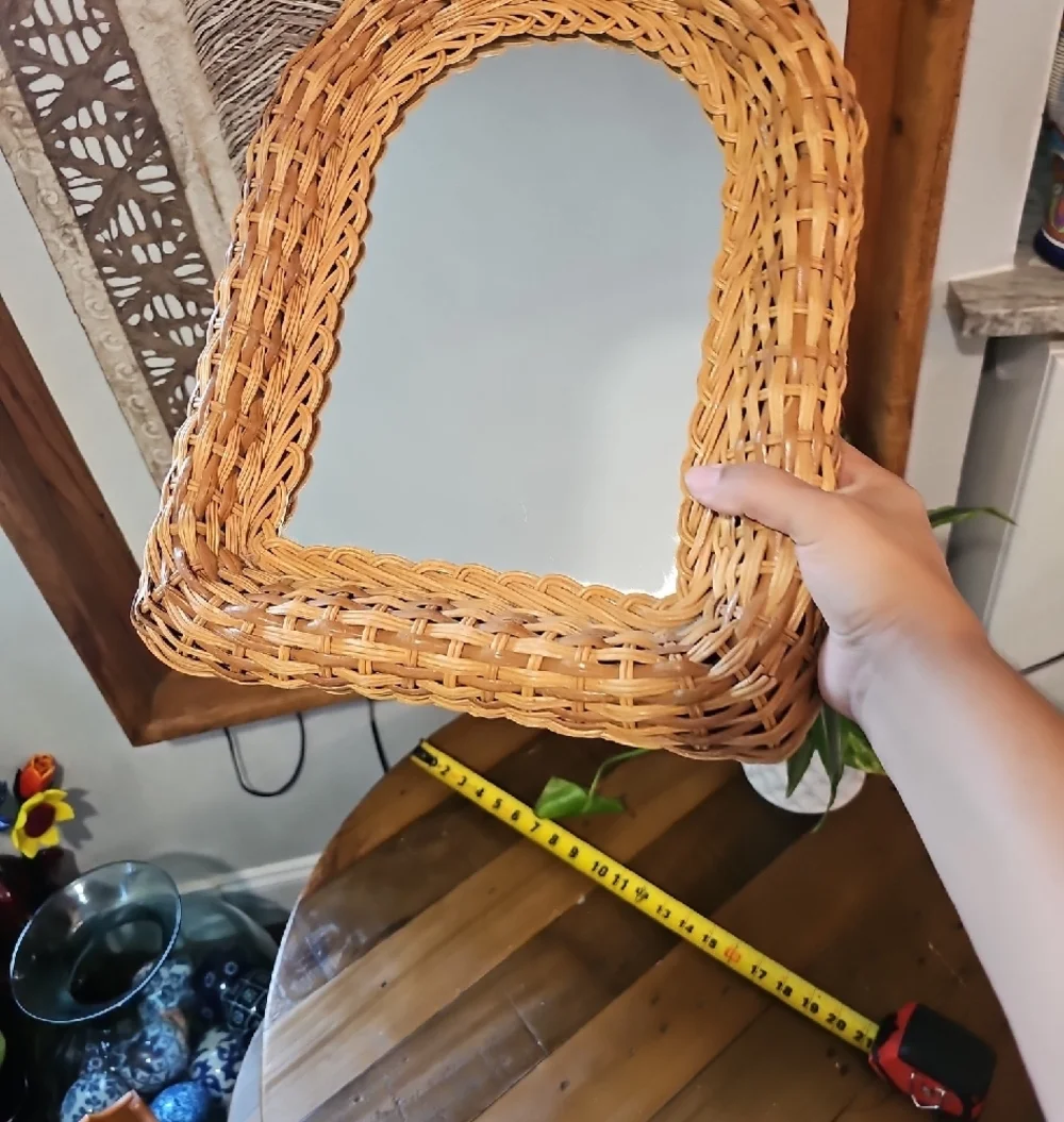 VintageNatural Rattan Wicker Arched Mirror 1970s 16